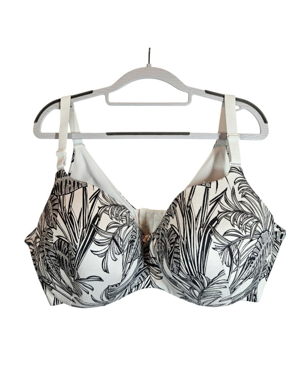 Cacique Womens Lightly Lined Black White Balconette Bra 42F Adjustable Straps